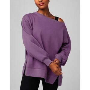 Fabletics Cozy Fleece Oversized Sweatshirt Purple Mystique Crewneck Large